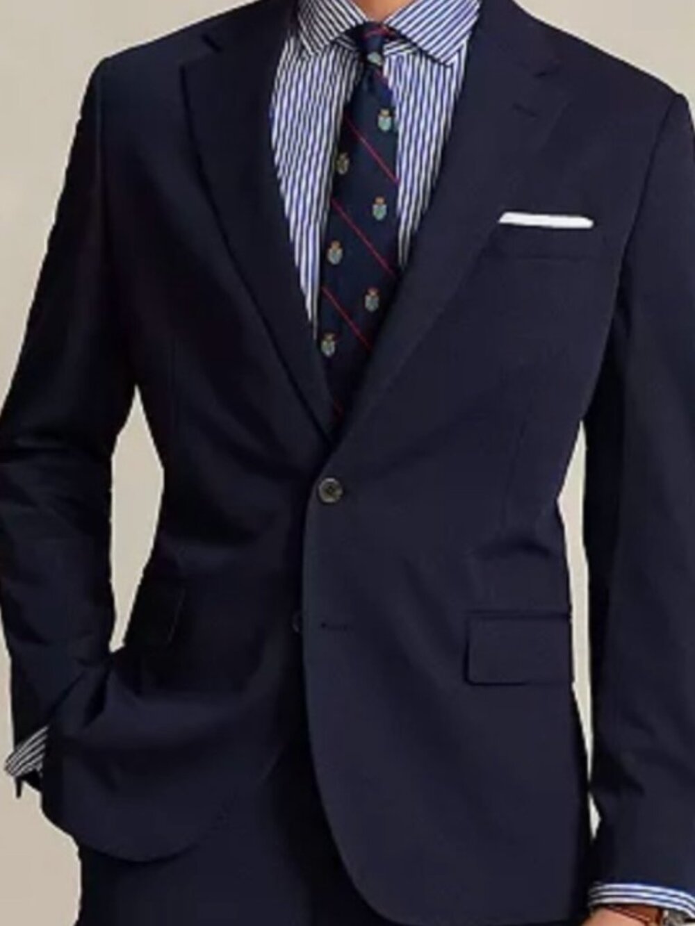 Lauren Ralph Lauren Blazer 42R Navy Blue Wool Suit Jacket 2 Button